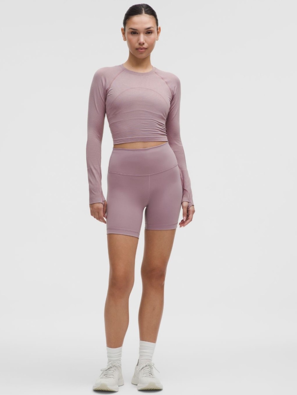 Lululemon Swiftly Tech Cropped Long Sleeve Shirt in Rose